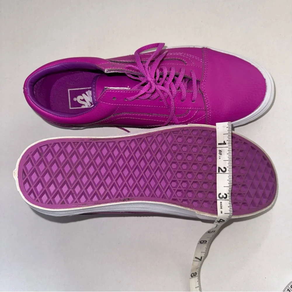 Vans Leather Old Skool Women's Fuchsia Sneakers - Picture 11 of 13